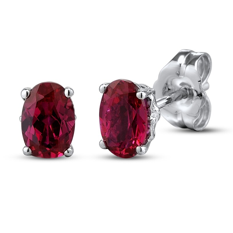 Natural Ruby Earrings Diamond Accents 10K White Gold | Jared