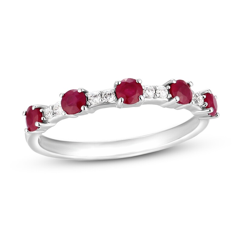 Main Image 1 of Natural Ruby Ring 1/10 ct tw Diamonds 10K White Gold