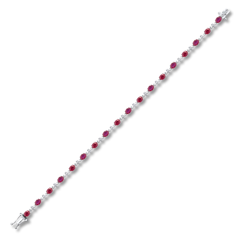 Main Image 2 of Natural Ruby Bracelet Diamonds 1/15ct tw 10K White Gold