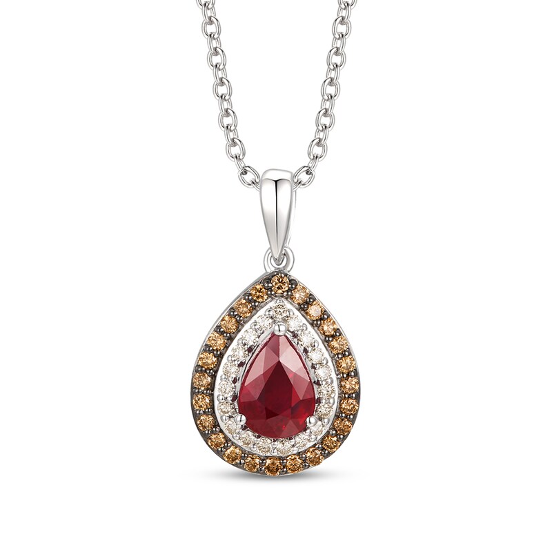 Main Image 1 of Le Vian Natural Ruby Necklace 1/4 ct tw Diamonds 14K Vanilla Gold
