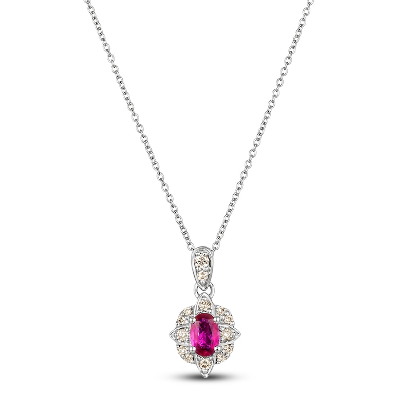 Le Vian Natural Ruby Necklace 1/6 ct tw Diamonds 14K Vanilla Gold with 360