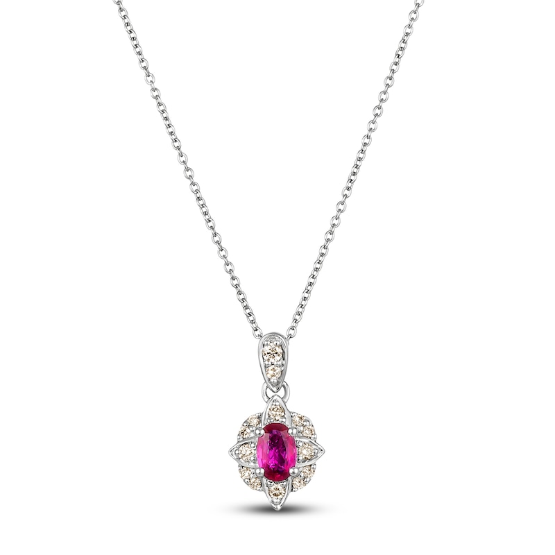 Main Image 1 of Le Vian Natural Ruby Necklace 1/6 ct tw Diamonds 14K Vanilla Gold