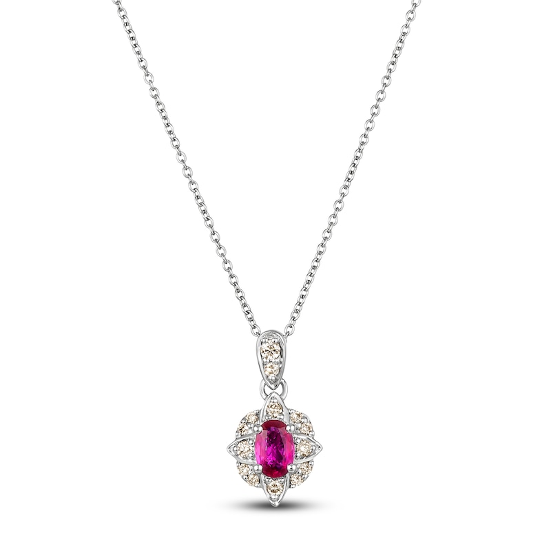 Le Vian Natural Ruby Necklace 1/6 ct tw Diamonds 14K Vanilla Gold