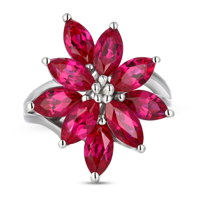Main Image 3 of Lab-Created Ruby Ring Sterling Silver