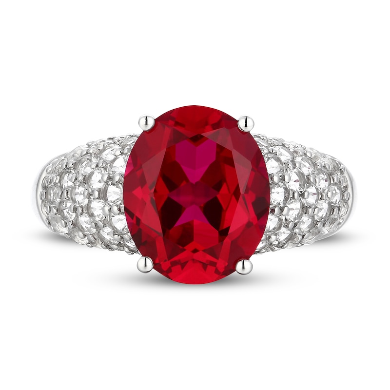 Lab-Created Ruby Ring Natural White Topaz 10K White Gold