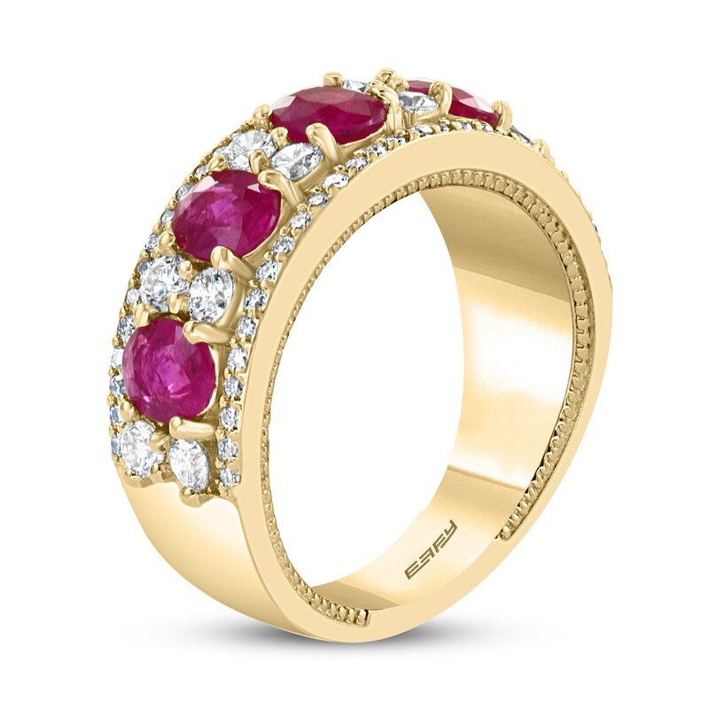 Effy Natural Ruby Ring 3/4 ct tw Diamonds 14K Yellow Gold