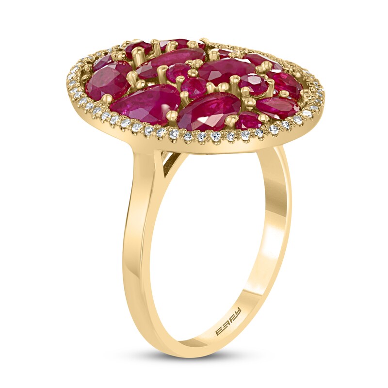 Effy Natural Ruby Ring 1/8 ct tw Diamonds 14K Yellow Gold