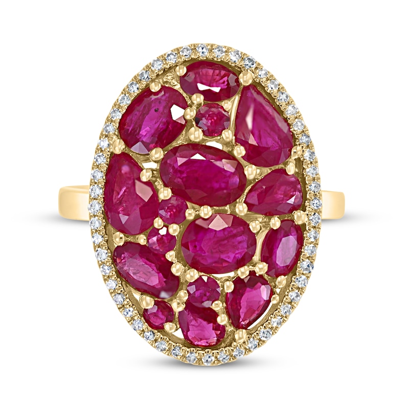 Effy Natural Ruby Ring 1/8 ct tw Diamonds 14K Yellow Gold
