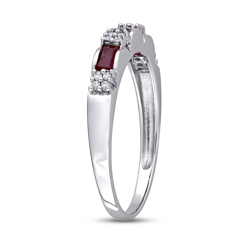 Natural Ruby Ring 1/15 ct tw Diamonds 10K White Gold