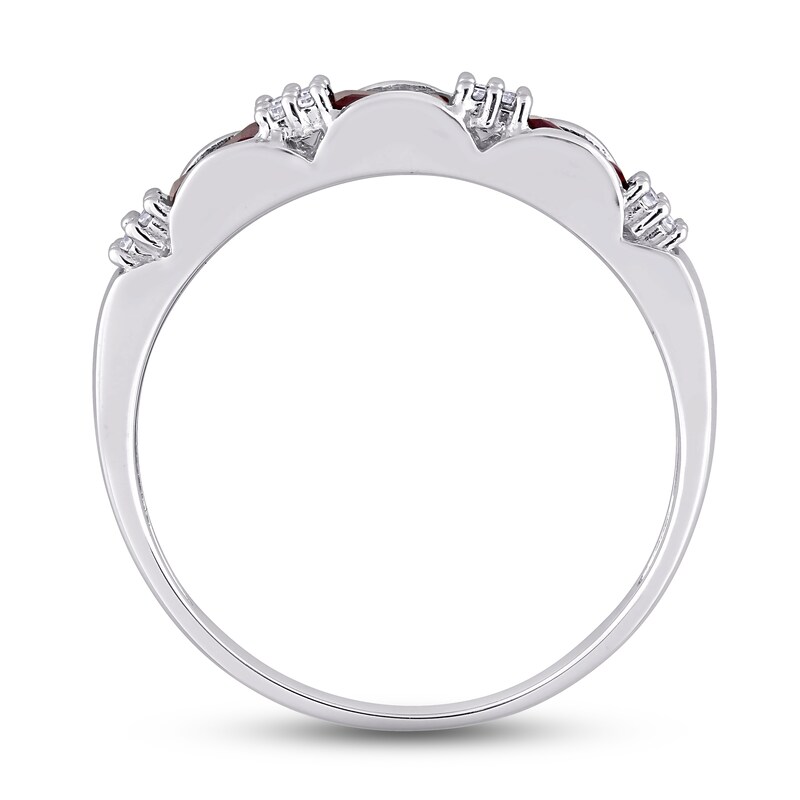 Natural Ruby Ring 1/15 ct tw Diamonds 10K White Gold