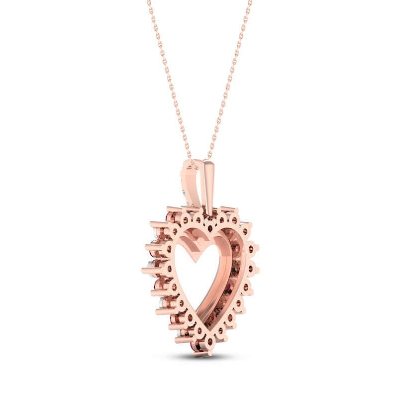Main Image 3 of Natural Ruby Necklace 1/10 ct tw Diamonds 10K Rose Gold