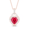 Thumbnail Image 0 of Lab-Created Ruby Pendant Necklace 1/20 ct tw Diamonds 10K Rose Gold