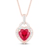Thumbnail Image 1 of Lab-Created Ruby Pendant Necklace 1/20 ct tw Diamonds 10K Rose Gold