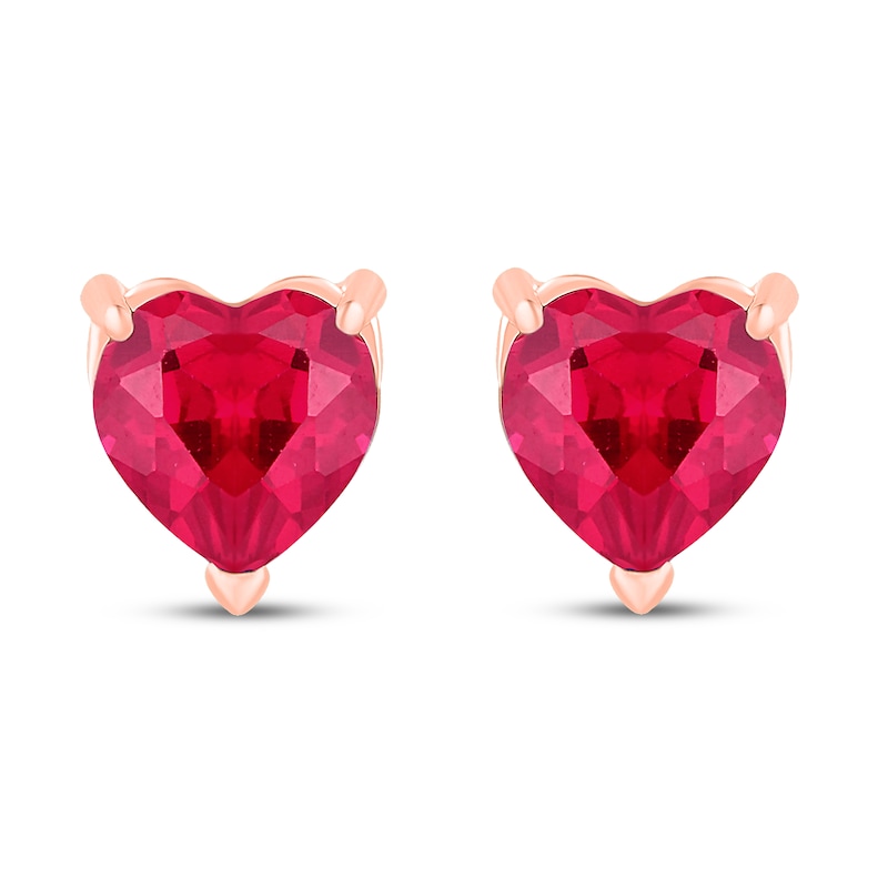Main Image 2 of Lab-Created Ruby Earrings 10K Rose Gold