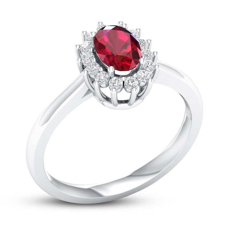Ruby Ring 1/5 ct tw Diamonds 10K White Gold | Gemstone Rings | Rings