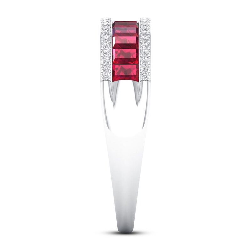 Ruby Ring 1/6 ct tw Diamonds 10K White Gold