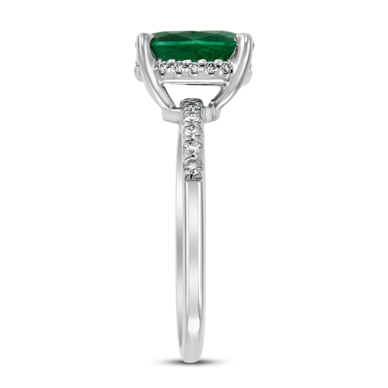 Effy Natural Emerald Ring 1/6 ct tw Diamonds 14K White Gold