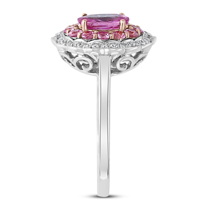 Effy Natural Pink Sapphire Ring 1/6 ct tw Diamonds 14K Two-Tone Gold