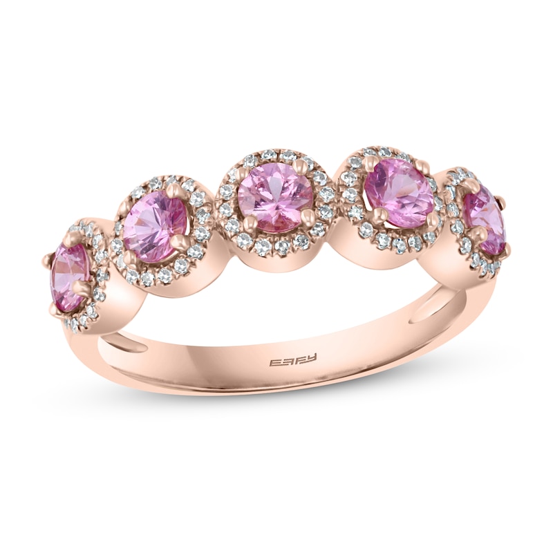 Effy Natural Pink Sapphire Ring 1/5 ct tw Diamonds 14K Rose Gold
