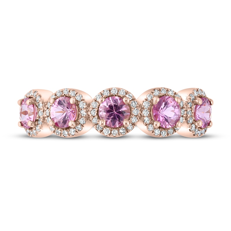 Effy Natural Pink Sapphire Ring 1/5 ct tw Diamonds 14K Rose Gold