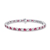 Thumbnail Image 1 of Lab-Created Ruby Tennis Bracelet Lab-Created Sapphires Sterling Silver