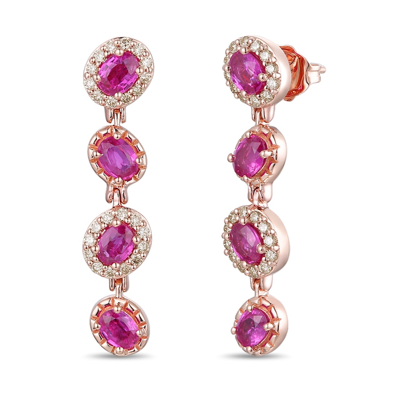 Le Vian Natural Ruby Earrings 1/3 ct tw Diamonds 14K Strawberry Gold