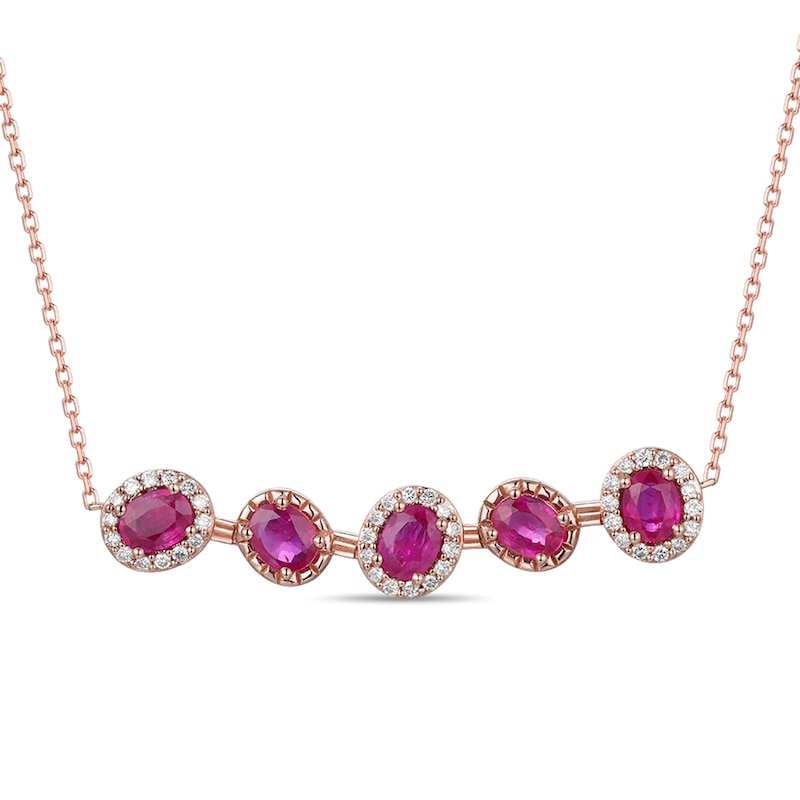 Le Vian Natural Ruby Necklace 1/4 ct tw Diamonds 14K Strawberry Gold