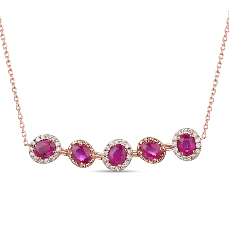 Main Image 1 of Le Vian Natural Ruby Necklace 1/4 ct tw Diamonds 14K Strawberry Gold