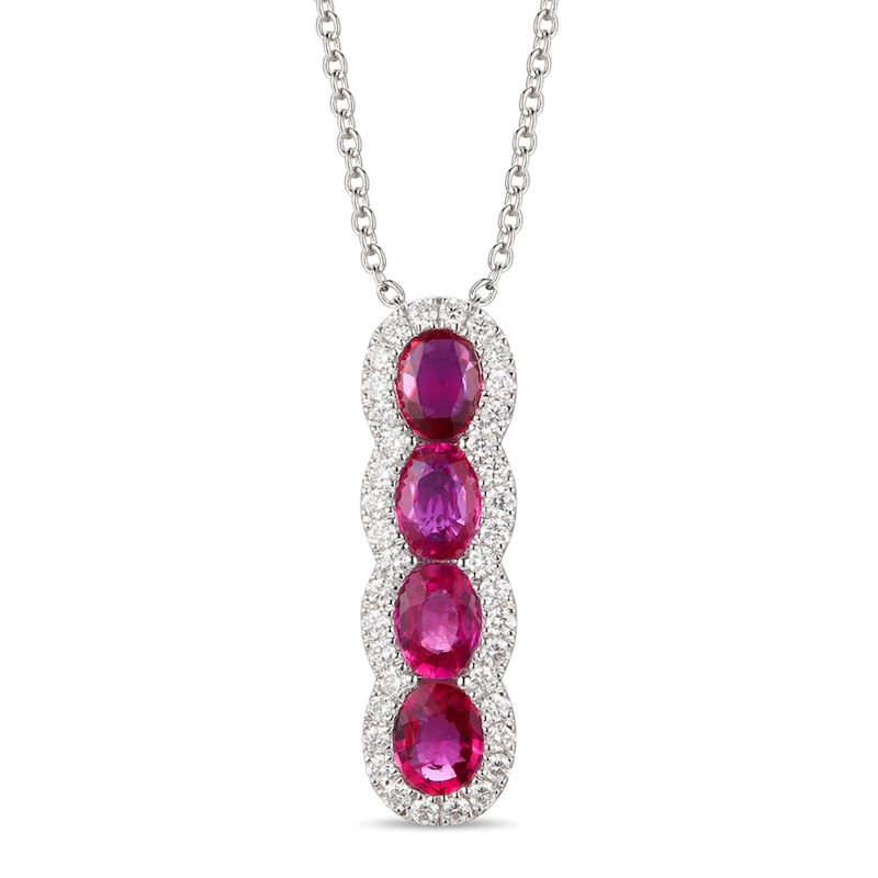 Main Image 1 of Le Vian Natural Ruby Necklace 1/4 ct tw Diamonds 14K Vanilla Gold