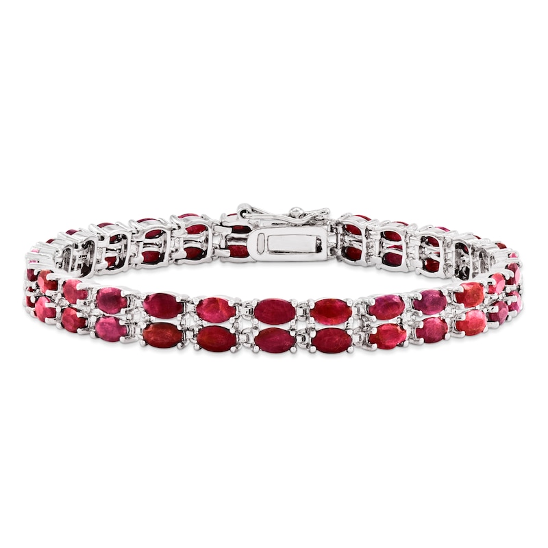 Main Image 1 of Natural Ruby Tennis Bracelet Sterling Silver