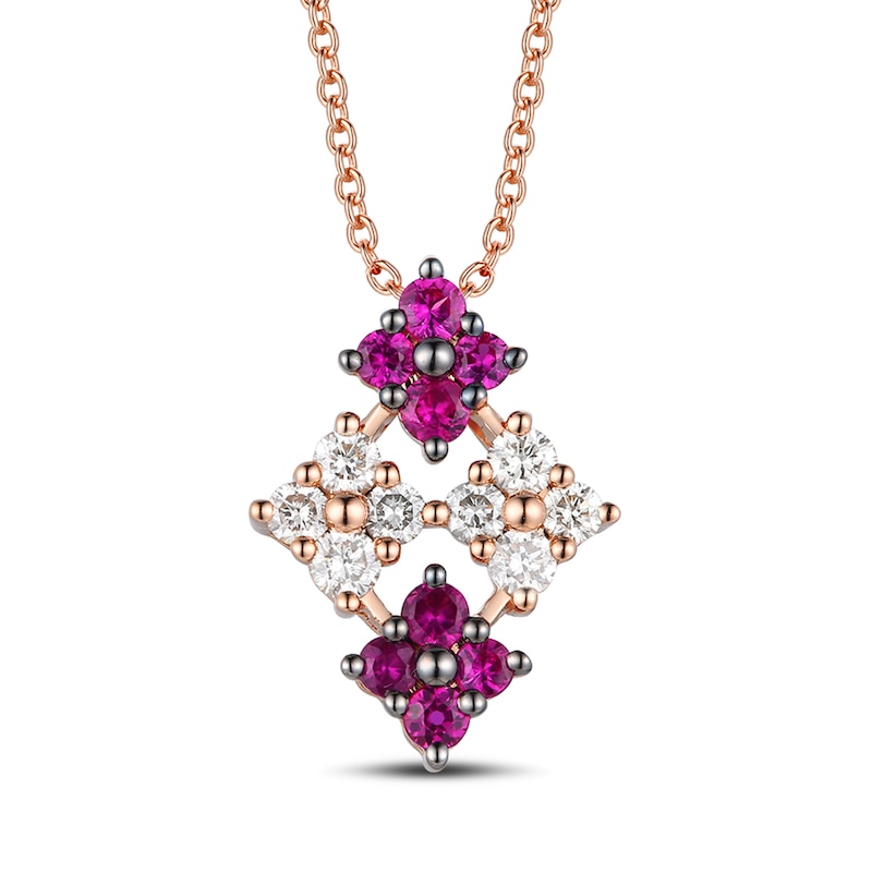 Main Image 1 of Le Vian Natural Ruby Necklace 1/4 ct tw Diamonds 14K Strawberry Gold