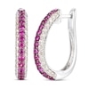 Thumbnail Image 1 of Le Vian Natural Ruby Hoop Earrings 7/8 ct tw Diamonds 14K Vanilla Gold