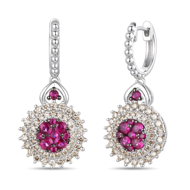 Main Image 1 of Le Vian Natural Ruby Drop Earrings 7/8 ct tw Diamonds 14K Vanilla Gold