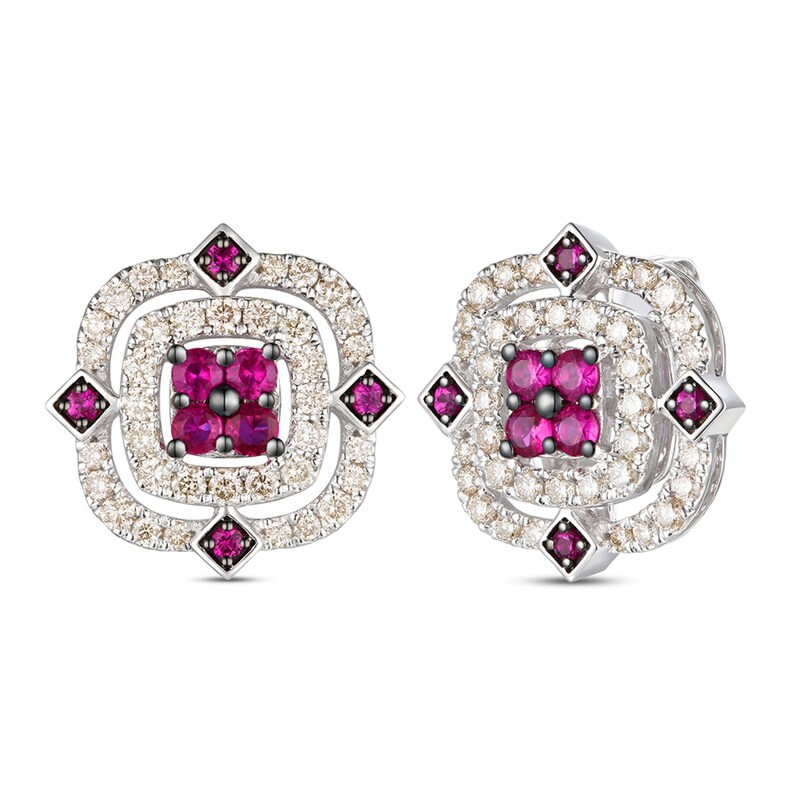 Main Image 1 of Le Vian Natural Ruby Earrings 7/8 ct tw Diamonds 14K Vanilla Gold