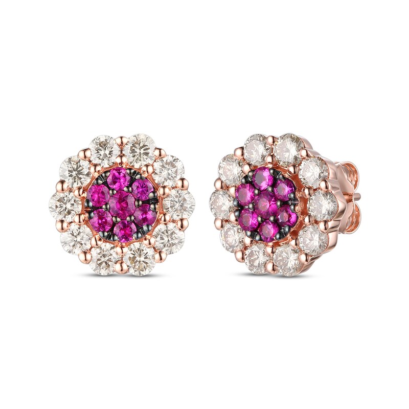 Main Image 1 of Le Vian Natural Ruby Stud Earrings 7/8 ct tw Diamonds 14K Strawberry Gold