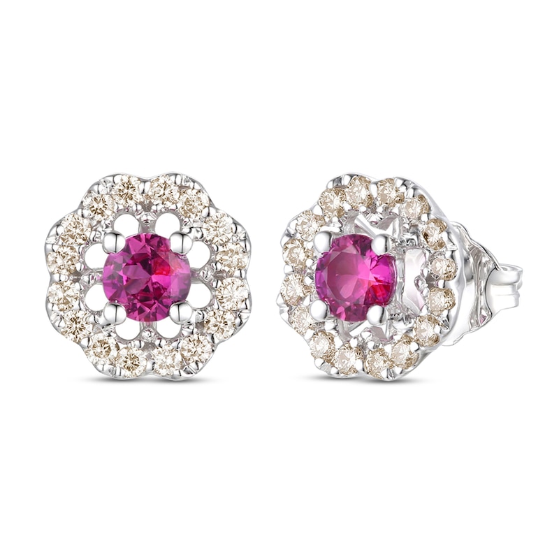 Main Image 1 of Le Vian Natural Ruby Stud Earrings 1/3 ct tw Diamonds 14K Vanilla Gold