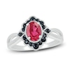 Thumbnail Image 0 of Lab-Created Ruby & Natural Black Spinel Ring Sterling Silver