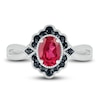 Thumbnail Image 1 of Lab-Created Ruby & Natural Black Spinel Ring Sterling Silver