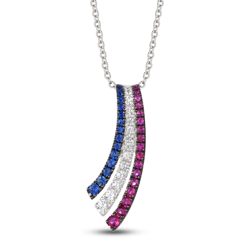 Main Image 1 of Le Vian Natural Sapphire & Natural Ruby Necklace 14K Vanilla Gold