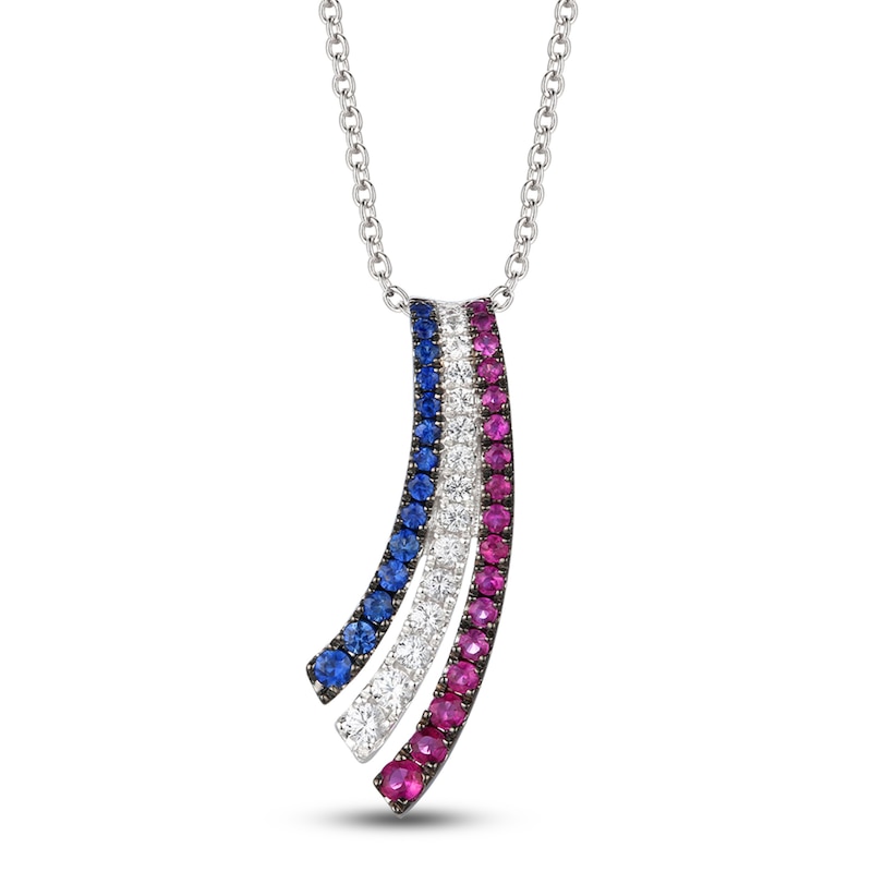 Le Vian Natural Sapphire & Natural Ruby Necklace 14K Vanilla Gold