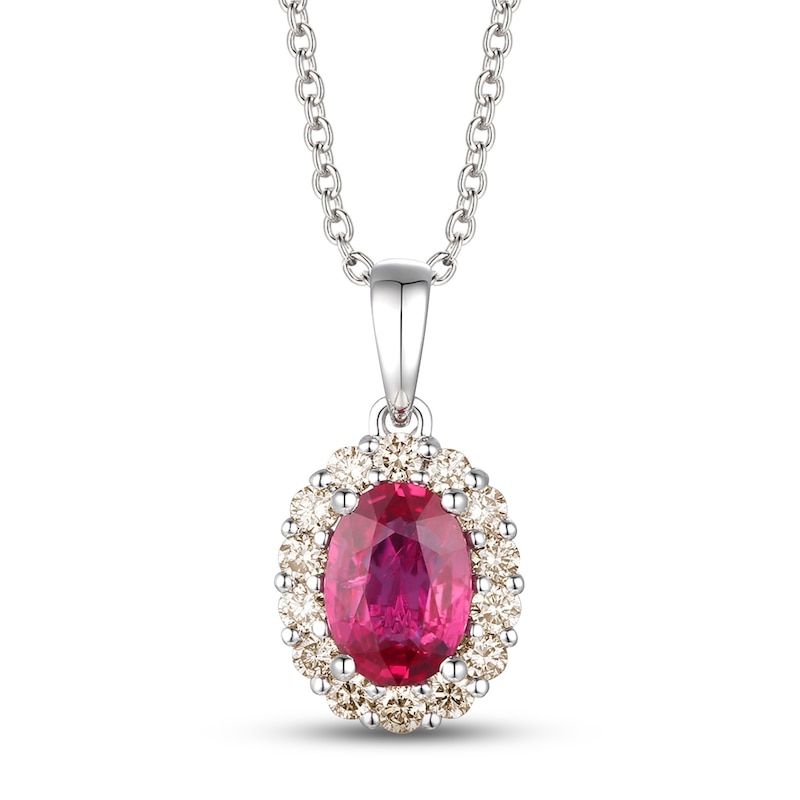 Main Image 1 of Le Vian Natural Ruby Necklace 1/4 ct tw Diamonds 14K Vanilla Gold