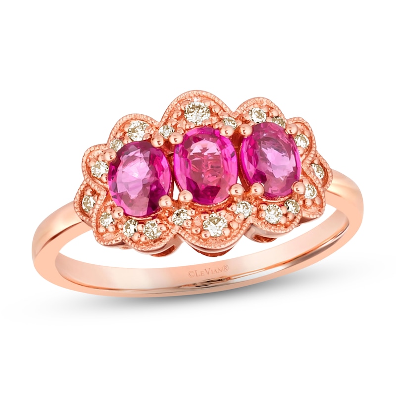 Main Image 1 of Le Vian Natural Ruby Ring 1/6 ct tw Diamonds 14K Strawberry Gold