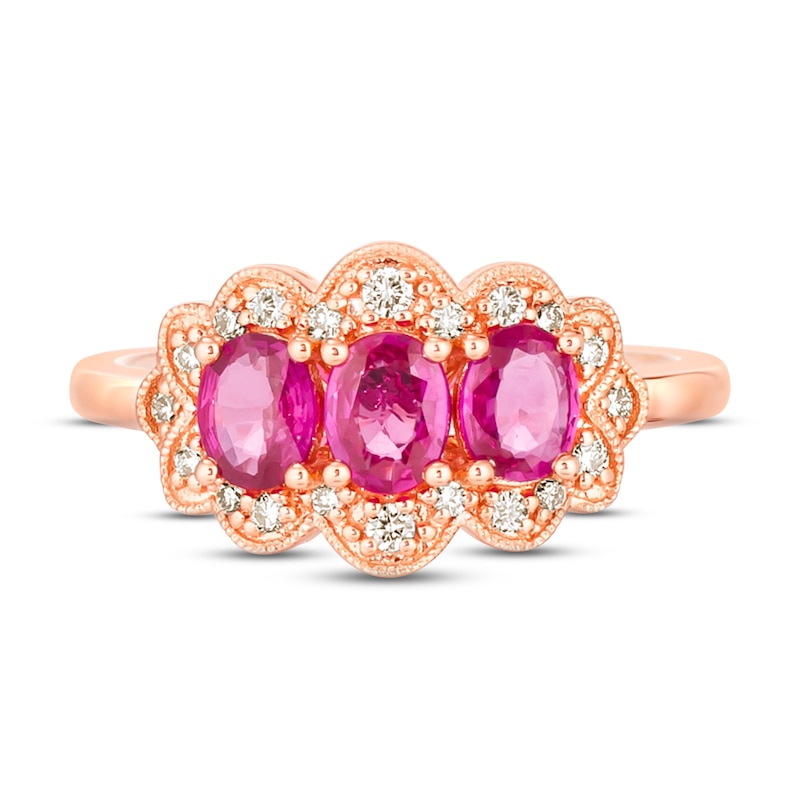 Main Image 2 of Le Vian Natural Ruby Ring 1/6 ct tw Diamonds 14K Strawberry Gold