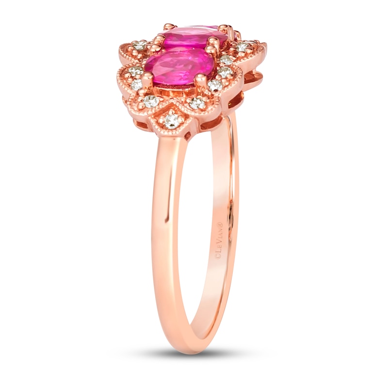 Main Image 3 of Le Vian Natural Ruby Ring 1/6 ct tw Diamonds 14K Strawberry Gold