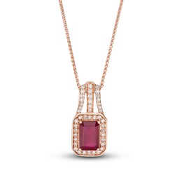 LALI Jewels Natural Ruby Necklace 1/5 ct tw Diamonds 14K Rose Gold