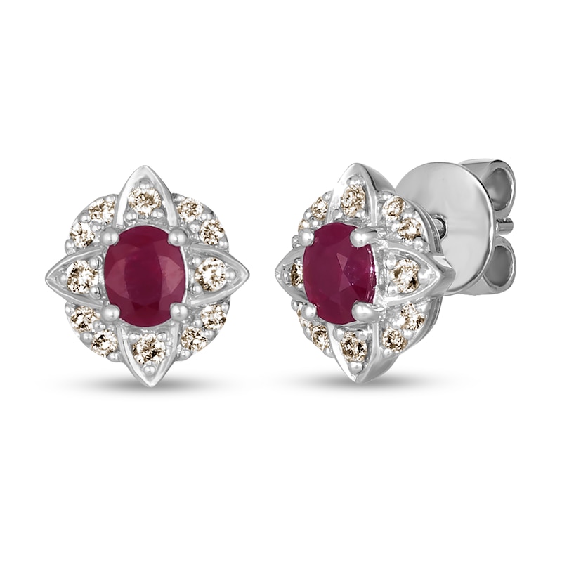 Le Vian Natural Ruby Earrings 1/4 ct tw Diamonds 14K Vanilla Gold