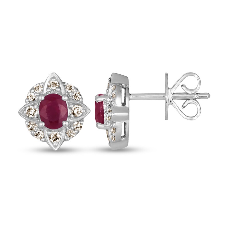 Le Vian Natural Ruby Earrings 1/4 ct tw Diamonds 14K Vanilla Gold