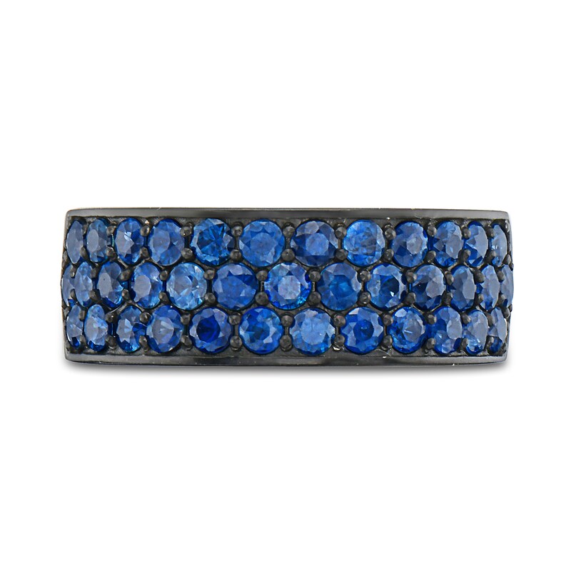 Size 4-12 Blue Sapphire  Belt Buckle Design CZ Genuine Sterling Silver Ring