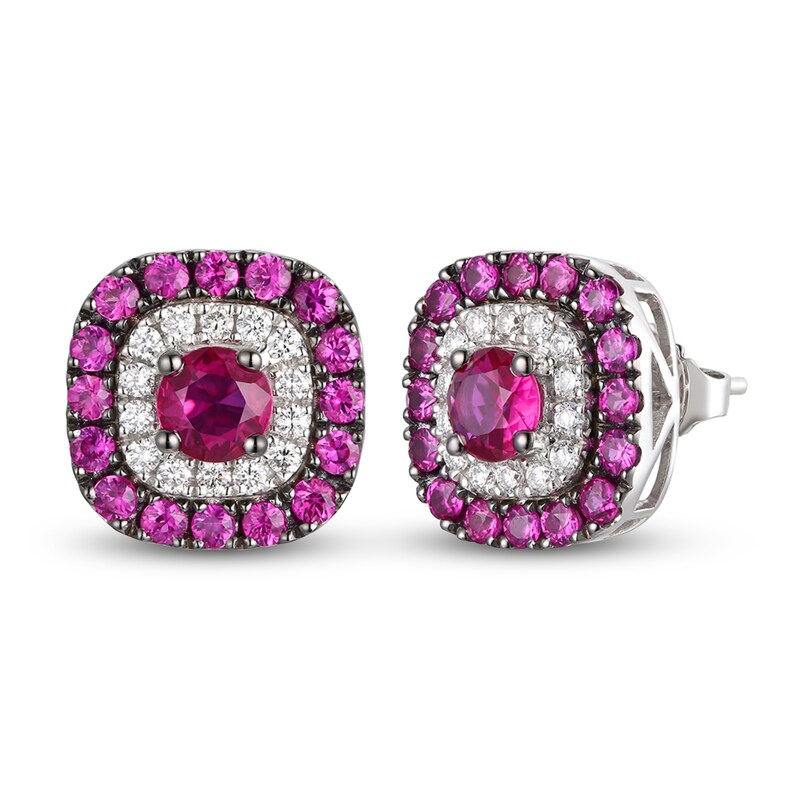 Main Image 1 of Le Vian Natural Ruby Stud Earrings 1/8 ct tw Diamonds 14K Vanilla Gold