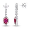 Thumbnail Image 0 of Natural Ruby Dangle Earrings 3/4 ct tw Diamonds 14K White Gold